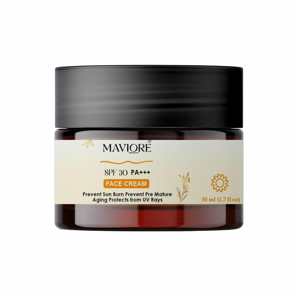 MAVIORE SPF 30 PA+++ Face Cream | Daily Use Moisturizer with Sun Protection | Lightweight & Non-Sticky | For All Skin Types | 50 ml