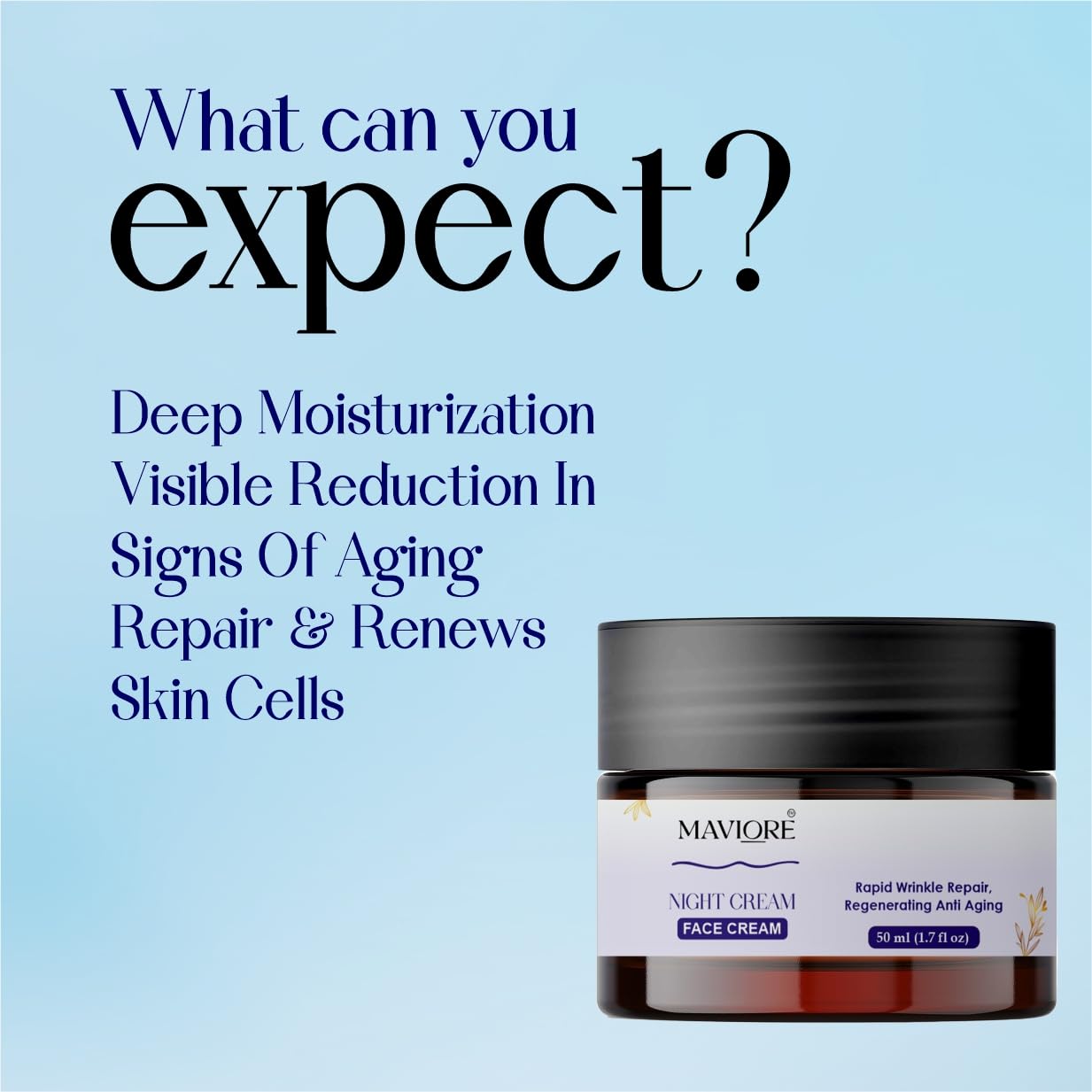 Maviore Night Cream Face Cream, with 1% Salicylic Acid, Anti Ageing, Blemish Control, Hydrating, Skin Rejuvenation, 50 ml