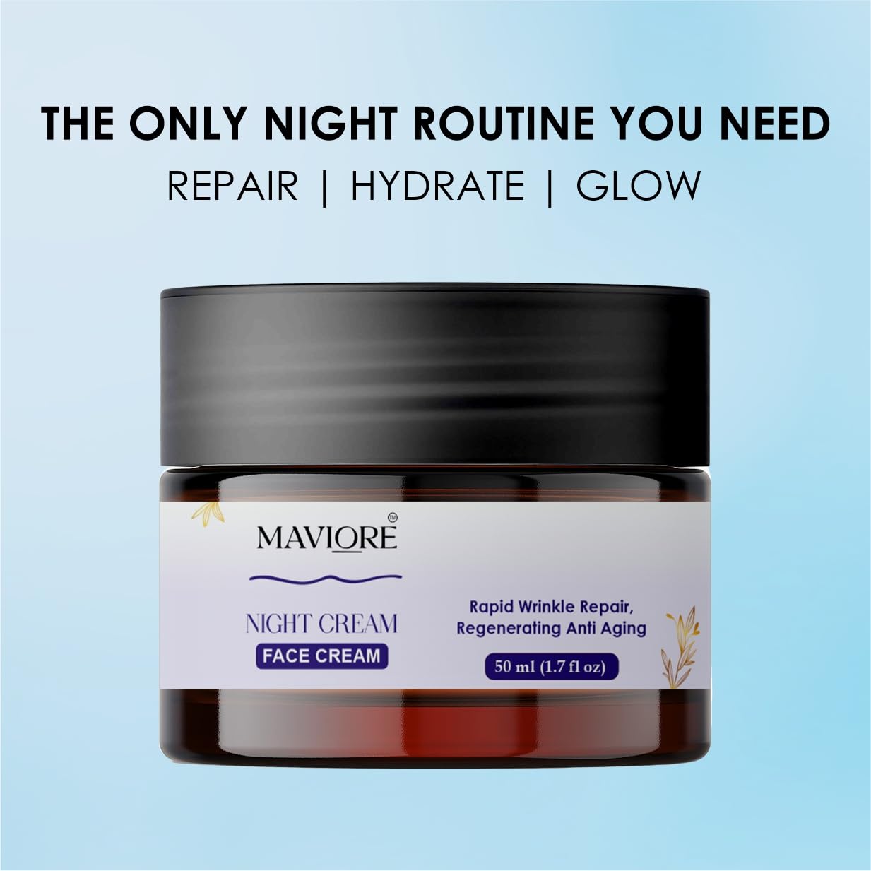 Maviore Night Cream Face Cream, with 1% Salicylic Acid, Anti Ageing, Blemish Control, Hydrating, Skin Rejuvenation, 50 ml