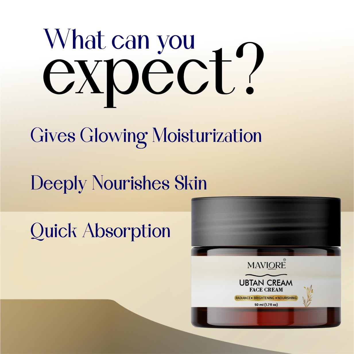 Maviore Ubtan Face Cream, Brightening and Nourishing, Repairs Skin, Oil-Free Hydration, 50 ml