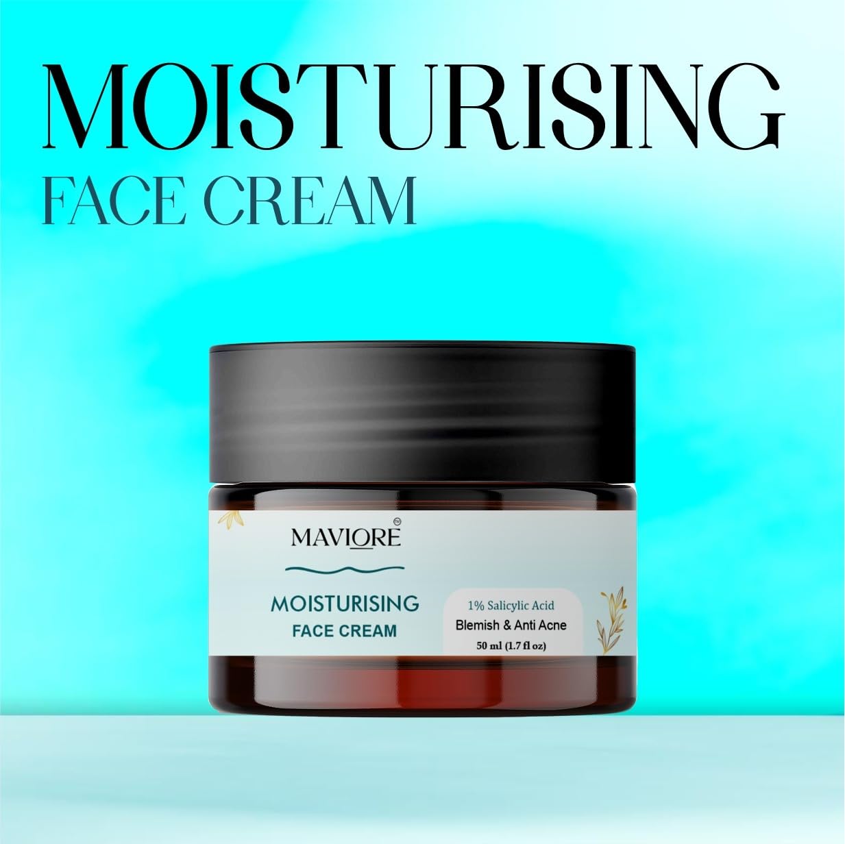 Maviore Moisturising Face Cream with 1% Salicylic Acid, Blemish & Anti Acne, Repairs & Hydrates Skin, 50 ml