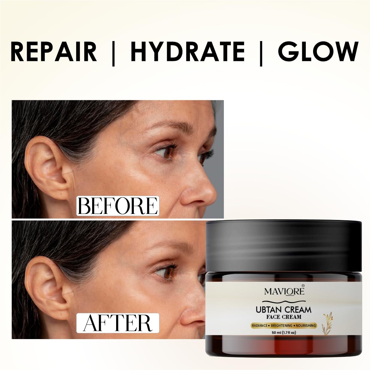 Maviore Ubtan Face Cream, Brightening and Nourishing, Repairs Skin, Oil-Free Hydration, 50 ml