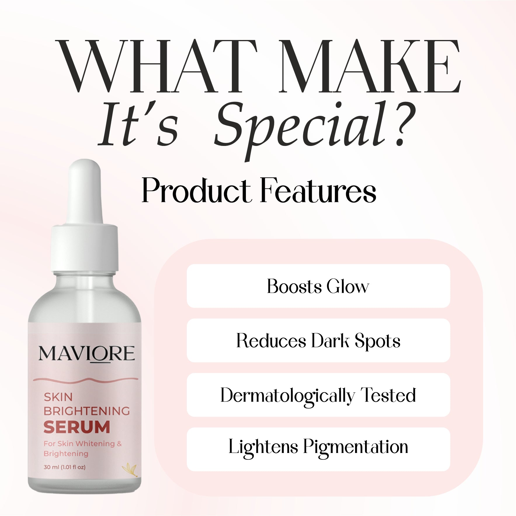 Maviore Skin Brightening Serum, For Skin Whitening & Brightening, 30ml (1.01 fl oz)