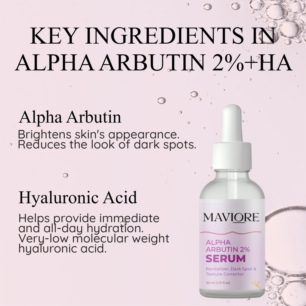 Maviore Alpha Arbutin 2% Serum, Revitalizer Dark Spot & Texture Corrector, 30ml