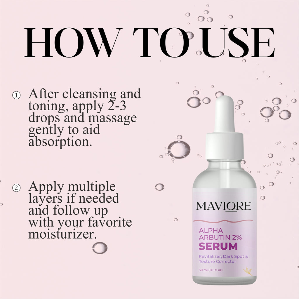 Maviore Alpha Arbutin 2% Serum, Revitalizer Dark Spot & Texture Corrector, 30ml