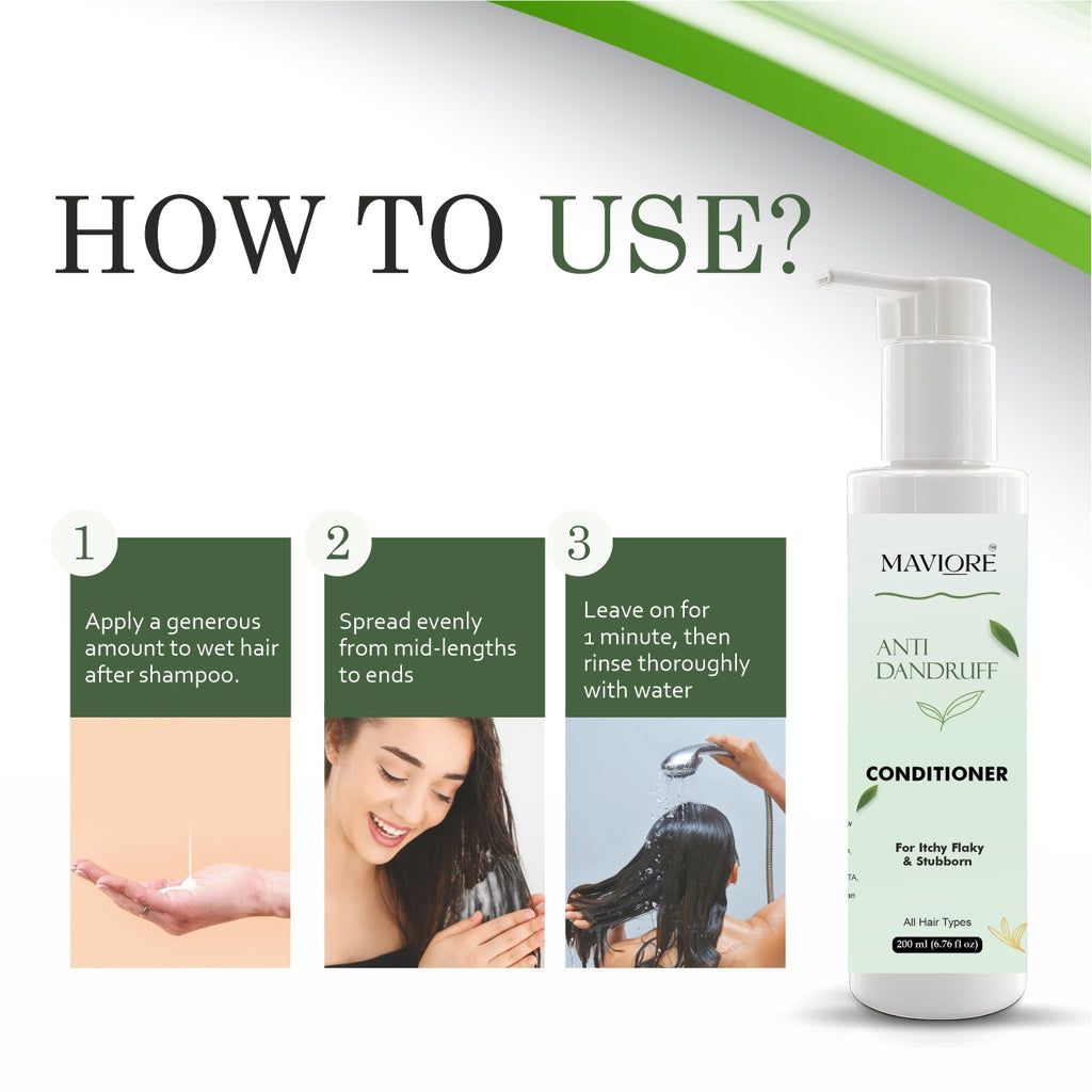 MAVIORE Anti Dandruff Conditioner for Itchy Flaky & Stubborn Dandruff, All Hair Types, 200 ml